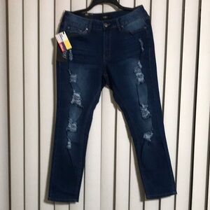 Womenś Dark Blue Distressed Jeans Colombiano Size 15